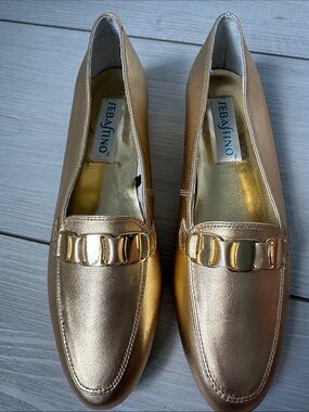 Metallic Gold Slip-On Loafers for Women